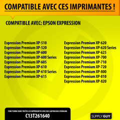 Supply Guy 20 Cartouches d'encre Compatible avec Epson 26XL pour Expression Premium XP510 XP520 XP600 XP605 XP610 XP615 XP620 XP