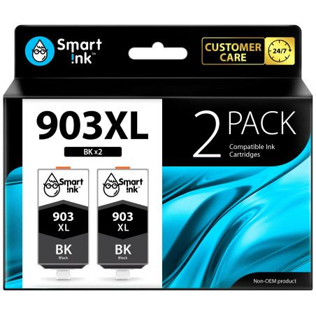 Smart Ink Cartouche d’Encre Compatible pour HP 903 XL 903XL (2 XL Noir Pack) avec Système de Puce Avancée pour Officejet 6950 Al