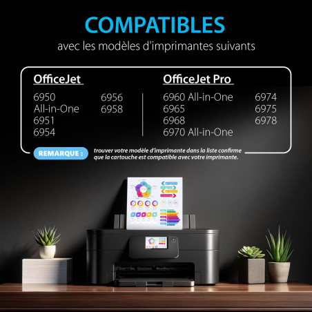 Smart Ink Cartouche d’Encre Compatible pour HP 903 XL 903XL (2 XL Noir Pack) avec Système de Puce Avancée pour Officejet 6950 Al
