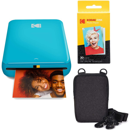 KODAK Step Imprimante Imprimante photo mobile sans fil avec technologie Zinc (Bleu) Kit de voyage