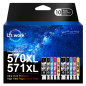 Uniwork 570 XL 571 XL Cartouches d'encre Compatible pour Canon 570 571 570XL 571 XL PGI-570XL CLI-571 pour PIXMA MG5750 TS5050 T