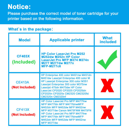LCL Cartouche de Toner Compatible 201A 201X CF403A CF403X 2300 Pages (1Magenta) Remplacement pour HP Color LaserJet Pro M252 M25