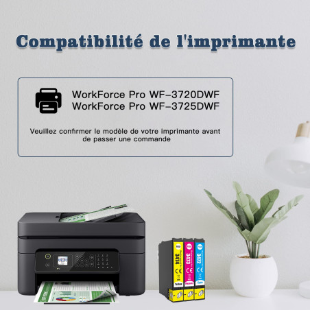 Nextpage Cartouches d'encre de rechange 34XL couleur compatibles avec les imprimantes Epson Workforce Pro WF-3720DWF WF-3725DWF 