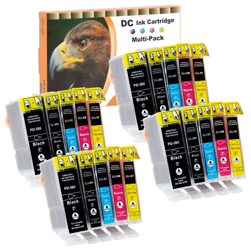 D&C Cartouches d'encre Compatible Remplacement pour Canon PGI-5 CLI-8 pour Canon Pixma MP530 MP600r MP610 MP800r MP810 MP830 MP9