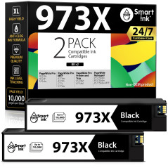 Smart Ink Cartouche d’Encre Compatible pour HP 973X 973 (2 Noir Multipack) pour HP PageWide Pro 477dw 577dw 452dw 477dn 452dn 57