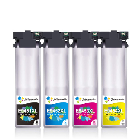 Jettruemedia T9451-T9454 Cartouche d'encre T9451 T9452 T9453 T9454 pour Workforce Pro WF-C5210 WF-C5290 WF-C5710 WF-C5790 WF-C52
