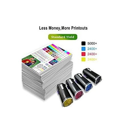4 Paquets Cartouches de Toner Compatibles pour Xerox C500 C505 Séries (Noir Cyan Magenta Jaune) 5000 Pages pour Noir et 2400 Pag