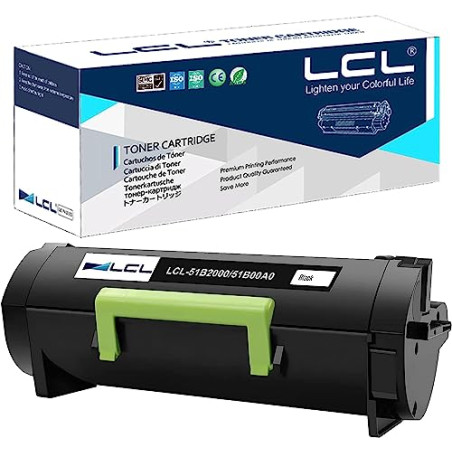 LCL Cartouche de Toner Remanufacturée 51B2000 51B00A0 (1 Noir) Remplacement pour Lexmark MS317 MS317DN MS417 MS417DN MS517 MS517