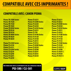 Supply Guy 581XXL Cartouches Cyan compatibles avec Canon CLI-581 XXL pour Pixma TS705 TS705a TS6350 TS6350a TS6351 TS6351a TS630