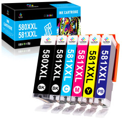 LeciRoba Cartouches d'encre 580XXL 581XXL pour Canon 580 581 580xxl 581xxl pour Canon PGI-580 XXL CLI-581 XXL TR7500 TR8500 TS61