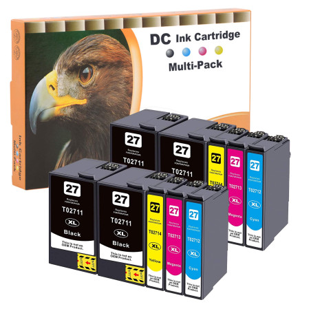 D&C 27 XL Cartouches d'encre Remplacer pour Epson 27 27XL pour Epson Workforce WF-7210DTW WF-7710DWF WF-7720DTWF WF-3620DWF WF-3