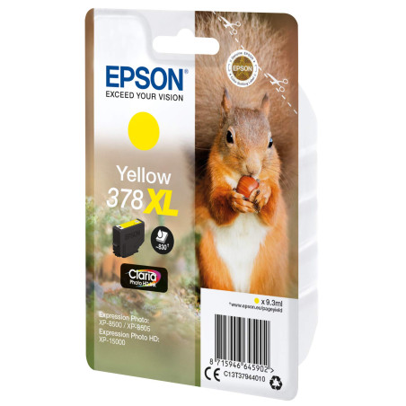 Epson 378XL Ecureuil Jaune, Cartouche d'encre d'origine XL Haute capacité, XP-8500 XP-8505 XP-8600 XP-8605 XP-8606 XP-8700 XP-15