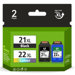 Economink 21XL 22XL Cartouche d'encre Remanufacturées pour 21 22 XL Noir et Couleur pour PSC 1410 DeskJet F4180 F380 F2180 F2280