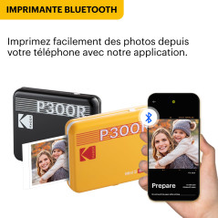 Kodak Mini 3 Retro 4PASS Imprimante Photo Portable (7,6x7,6cm) - Paquet avec 38 Feuilles, Blanc