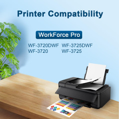 Jagute 34XL Cartouche d'encre Compatible avec Cartouche Epson 34 34 XL Cartouche pour Epson Workforce Pro WF-3725DWF WF-3720DWF
