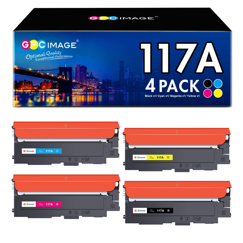 GPC Image 117A (avec Puces) Compatible pour HP 117A W2070A Cartouches de Toner pour HP Color Laser MFP 178nw 178nwg MFP 179fnw 1 GPC Image 117A (avec Puces) Compatible pour HP 117A W2070A Cartouches de Toner pour HP Color Laser MFP 178nw 178nwg MFP 179fnw 1