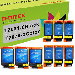Doree Compatible avec Les Cartouches d'encre Epson T2661, T2670, T-2661, T-2670 de Remplacement pour Les imprimantes Epson WF-10