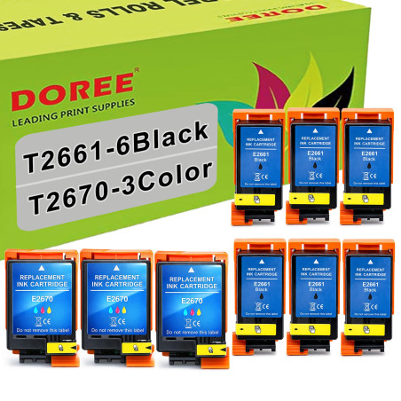Doree Compatible avec Les Cartouches d'encre Epson T2661, T2670, T-2661, T-2670 de Remplacement pour Les imprimantes Epson WF-10