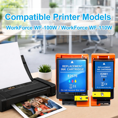 Doree Compatible avec Les Cartouches d'encre Epson T2661, T2670, T-2661, T-2670 de Remplacement pour Les imprimantes Epson WF-10