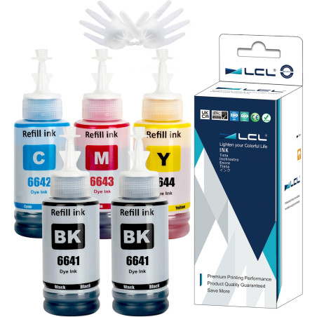 LCL 664 T664 Encre Compatible avec Epson 664 Bouteille d'encre Multipack Compatible pour Epson EcoTank ET 2650 ET 2600 ET 2550 E