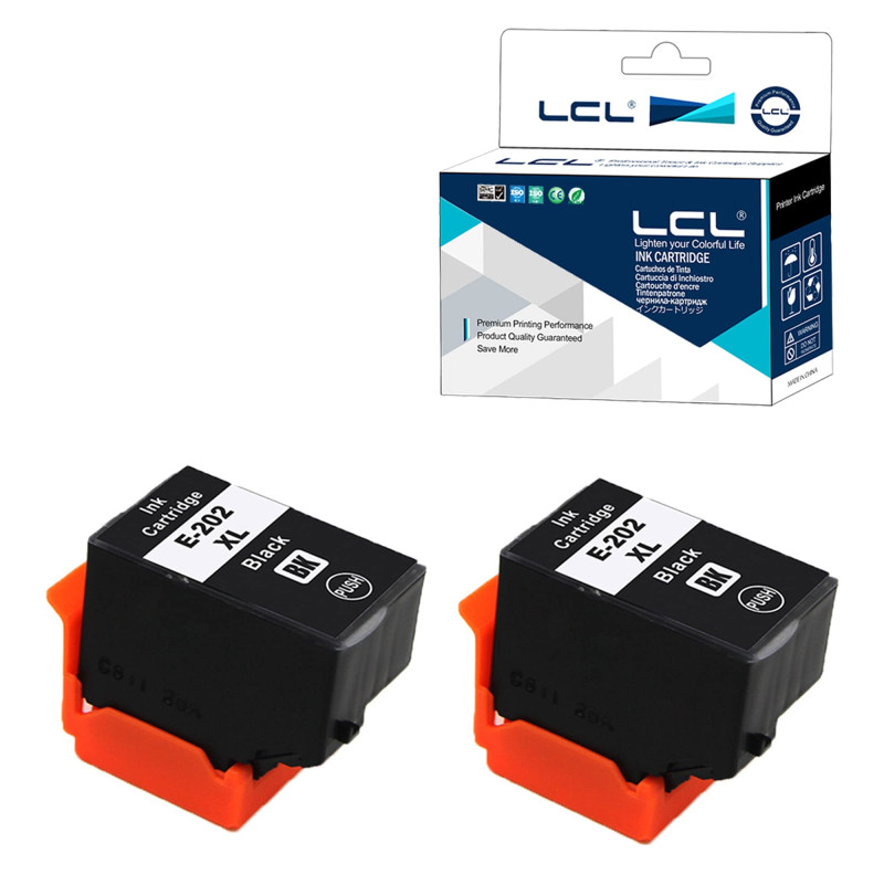 LCL Cartouche d'encre Compatible 202 202XL C13T02G14010 (2 Noir) Remplacement pour Epson Expression Premium XP-6000 XP-6005 XP-6