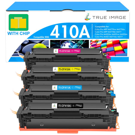 TRUE IMAGE Cartouche de Toner Compatible pour HP 410A 410X CF410A CF410X Color LaserJet Pro MFP M477fdw M477 M477fdn M377dw M477