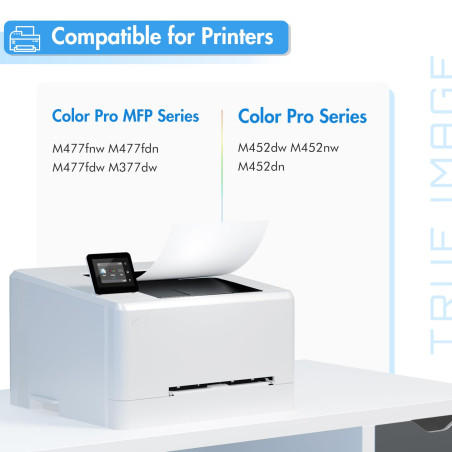 TRUE IMAGE Cartouche de Toner Compatible pour HP 410A 410X CF410A CF410X Color LaserJet Pro MFP M477fdw M477 M477fdn M377dw M477