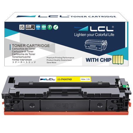 LCL CF542X Jaune Cartouche de Toner Compatible pour HP 203A 203X CF542A CF542X Compatible avec HP Color LaserJet Pro M254dw M254