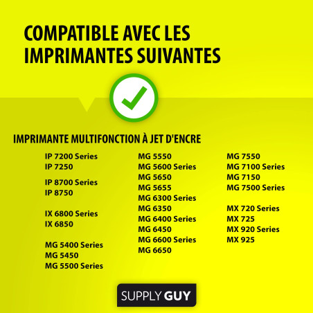 Supply Guy 5 Cartouches d'encre avec Puce Compatible avec Canon CLI-551 Noir pour Canon Pixma IP7250 IP8750 IX6850 MG5450 MG5550