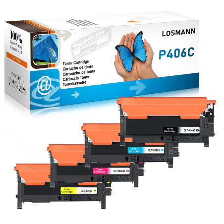 LOSMANN 4X Toner Compatible pour Samsung 406S CLP-360 CLT-K406S CLT-C406S CLT-M406S CLT-Y406S pour Samsung CLP-360 CLP-360N CLP-