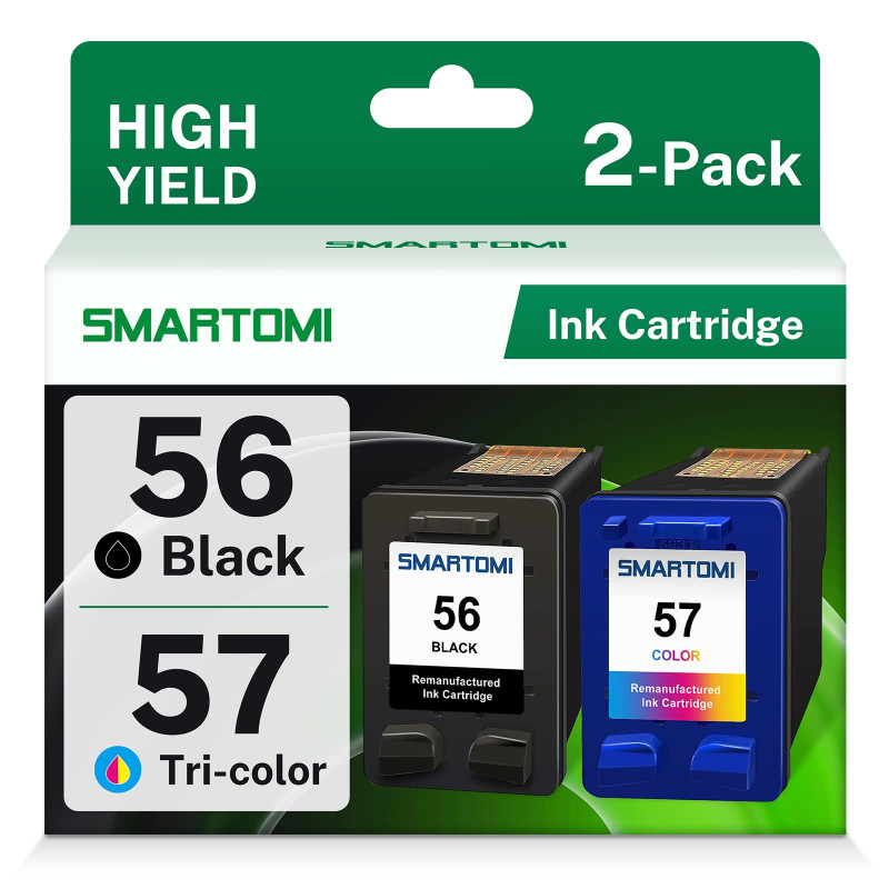 SMARTOMI 56 57 Remanufacturées Cartouches d'encre pour HP 56XL 57XL pour HP DeskJet 450ci 5150 5550 9680gp, OfficeJet 4212 4215, SMARTOMI 56 57 Remanufacturées Cartouches d'encre pour HP 56XL 57XL pour HP DeskJet 450ci 5150 5550 9680gp, OfficeJet 4212 4215,