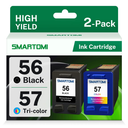 SMARTOMI 56 57 Remanufacturées Cartouches d'encre pour HP 56XL 57XL pour HP DeskJet 450ci 5150 5550 9680gp, OfficeJet 4212 4215,