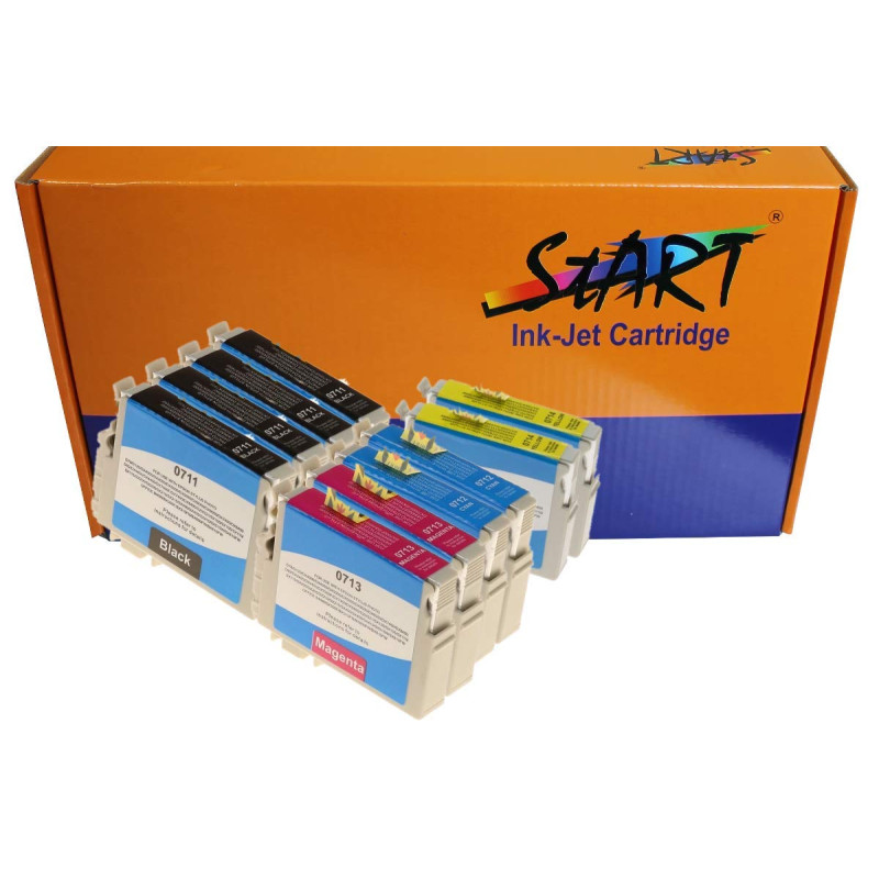START - 10 Cartouches d'encre Compatible avec Epson T0711. T0712. T0713. T0714
