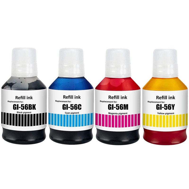 SHUOLEI GI56 GI-56 Encre Compatible avec Canon GI56 GI-56 Bouteilles d'encre Multipack pour MAXIFY GX7050 GX3050 GX6050 GX4050 G