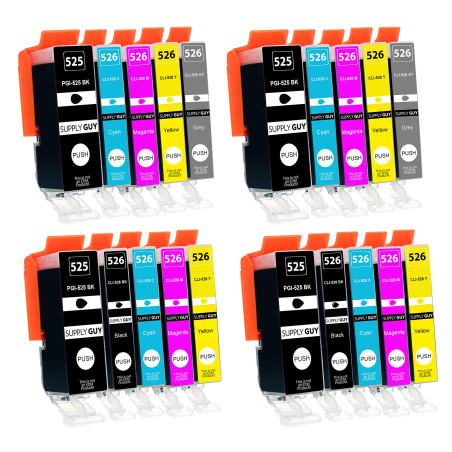 Supply Guy 20 Cartouches d'encre avec Puce Compatible avec Canon PGI-525 / CLI-526 pour Canon Pixma MG6150 MG6200 MG6250 MG8150
