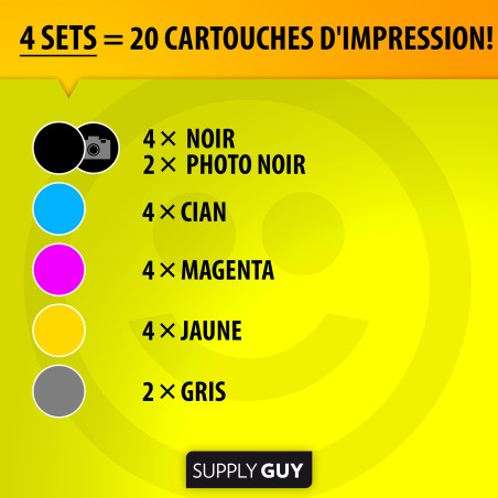 Supply Guy 20 Cartouches d'encre avec Puce Compatible avec Canon PGI-525 / CLI-526 pour Canon Pixma MG6150 MG6200 MG6250 MG8150