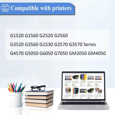 SHUOLEI GI-50 GI-51 Encre Compatible pour Canon GI51 GI50 Bouteilles d'encre pour PIXMA G5050 G6050 G7050 GM2050 GM4050 G2570 G1