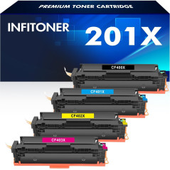 (4-Pack) 201X 201A CF400X CF400A Cartouche Toner pour HP Color LaserJet Pro MFP M277dw M277n M252dw M274n M252n M277c6 M277 M252