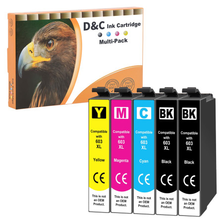 D&C 5X Cartouches d'encre Compatible pour Epson 603 XL pour Epson Expression Home XP-2100 XP-2105 XP-3100 XP-3105 XP-4100 XP-410