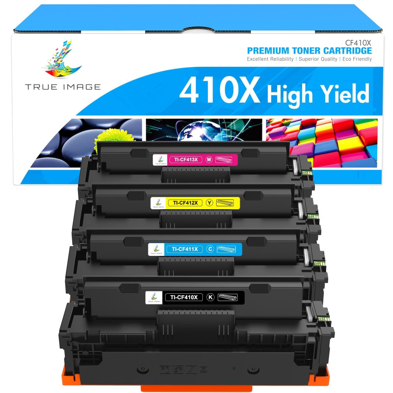 True Image Lot de 4 Cartouches de Toner de Rechange pour 410X CF410X CF411X CF412X CF413X LaserJet Pro MFP M477fdw M477fdn M377d True Image Lot de 4 Cartouches de Toner de Rechange pour 410X CF410X CF411X CF412X CF413X LaserJet Pro MFP M477fdw M477fdn M377d