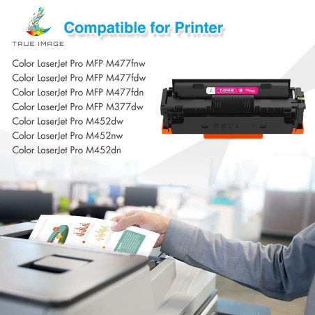 True Image Lot de 4 Cartouches de Toner de Rechange pour 410X CF410X CF411X CF412X CF413X LaserJet Pro MFP M477fdw M477fdn M377d