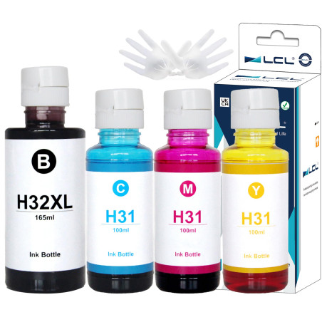 LCL Imprimante Bouteille d'encre Compatible 32XL 165ML 31 1VV24AE 1VU26AE 1VU27AE 1VU28AE Remplacement pour HP Smart Tank Plus 5