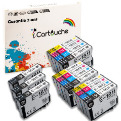 icartouche Cartouche d'encre Compatible pour Epson 18XL Expression Home XP-102 XP-205 XP-212 XP-215 XP-225 XP-302 XP-305 XP-312