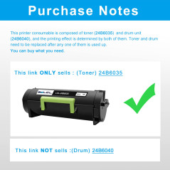 LCL Cartouche de Toner Compatible 24B6035 16000 Pages (1 Noir) Remplacement pour Lexmark M1145 XM1145