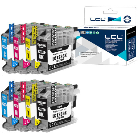 LCL Cartouche d'encre Compatible LC121 LC123 LC123BK LC123C LC123M LC123Y (2Noir 2Cyan 2Magenta 2Jaune) Remplacement pour Brothe