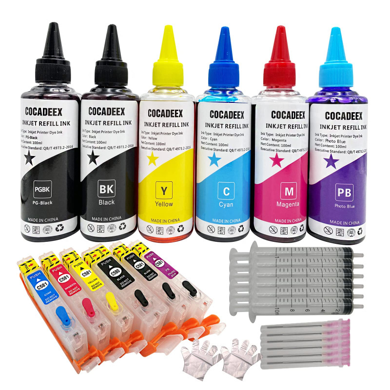 COCADEEX 580XXL Kits de recharge d'encre de rechange pour PGI-580XXL CLI-581XXL, pour imprimante Pixma TS8100 TS8120 TS8200 TS82