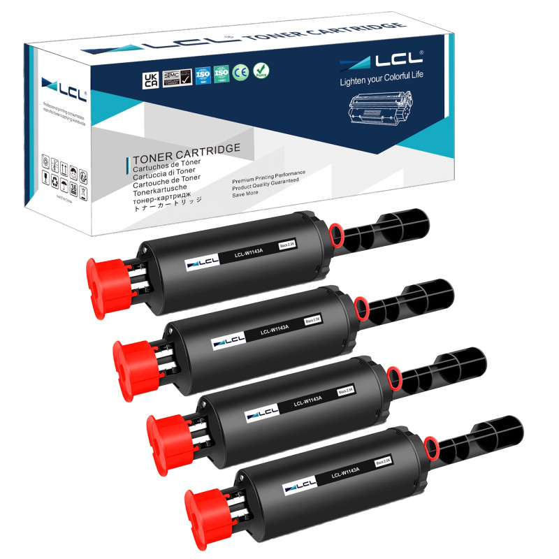 LCL Cartouche de Toner Kits de Recharge de Toner Compatible 143A W1143A W1143AD (4-Pack Noir) Remplacement pour HP Neverstop Las LCL Cartouche de Toner Kits de Recharge de Toner Compatible 143A W1143A W1143AD (4-Pack Noir) Remplacement pour HP Neverstop Las