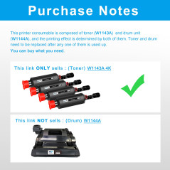 LCL Cartouche de Toner Kits de Recharge de Toner Compatible 143A W1143A W1143AD (4-Pack Noir) Remplacement pour HP Neverstop Las