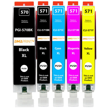 Amaprint 5 XL Cartouches Compatible avec Canon PGI 570 CLI 571 pour Pixma MG5700 MG5750 MG5751 MG5752 MG5753 MG6800 MG6850 MG685