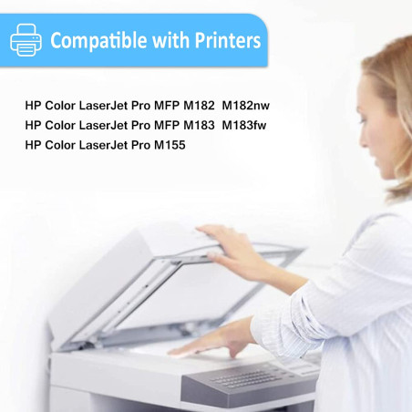 Cartouche de Toner Compatible 216A W2410A Noir Jusqu'à 1050 Pages pour HP MFP M182nw M183fw M182 M183 M155 Imprimantes Laser No